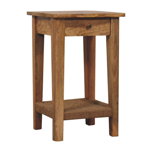 Rope End Table Accent Piece | Oak Solid Mango Wood