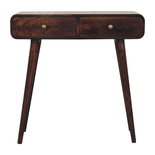 California Walnut Curved Hallway Table Accent Piece
