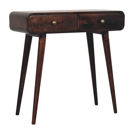 California Walnut Curved Hallway Table Accent Piece