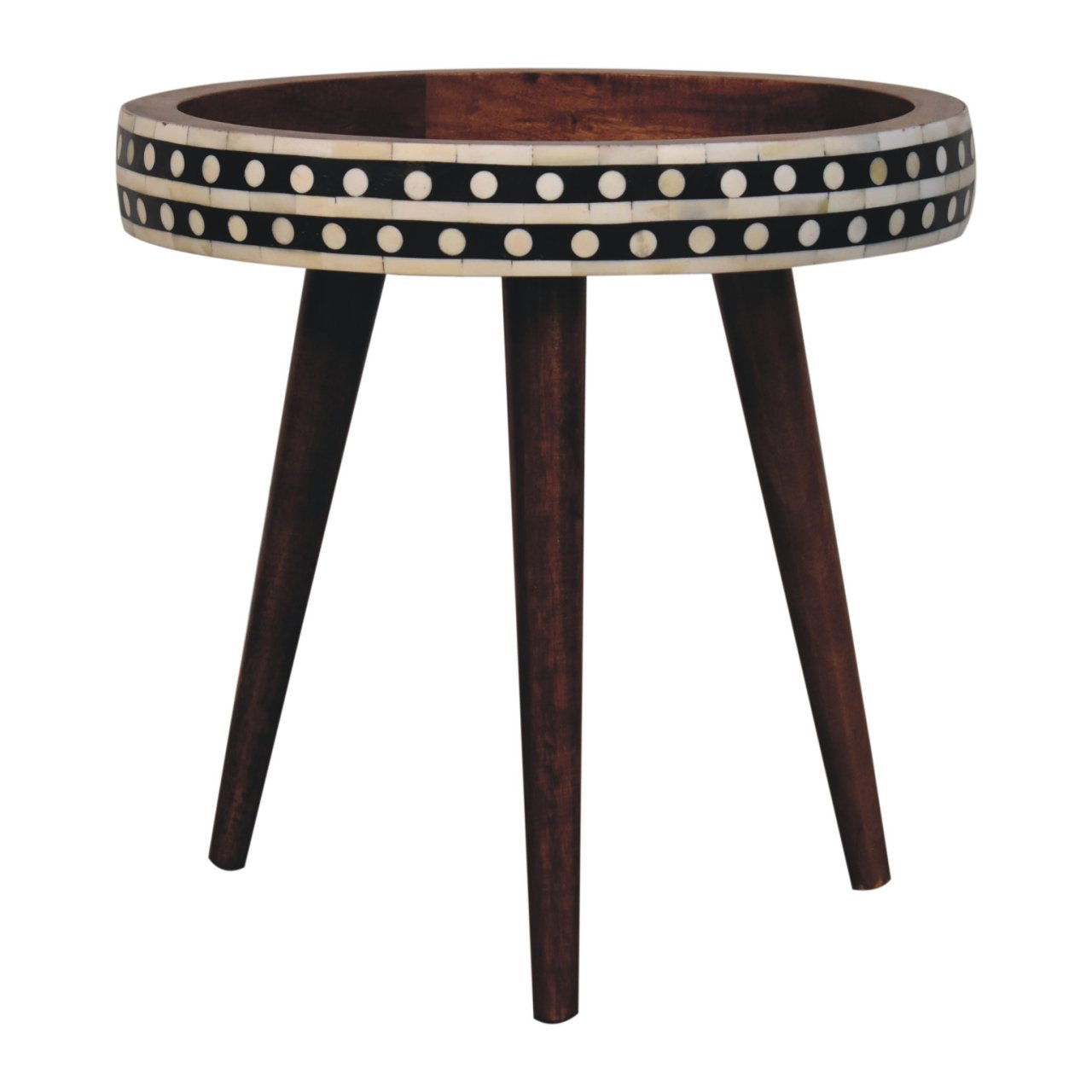 Honey Caramel Small Patterned Nordic Style End Table Accent Piece