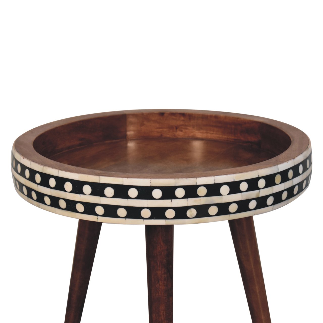 Honey Caramel Small Patterned Nordic Style End Table Accent Piece