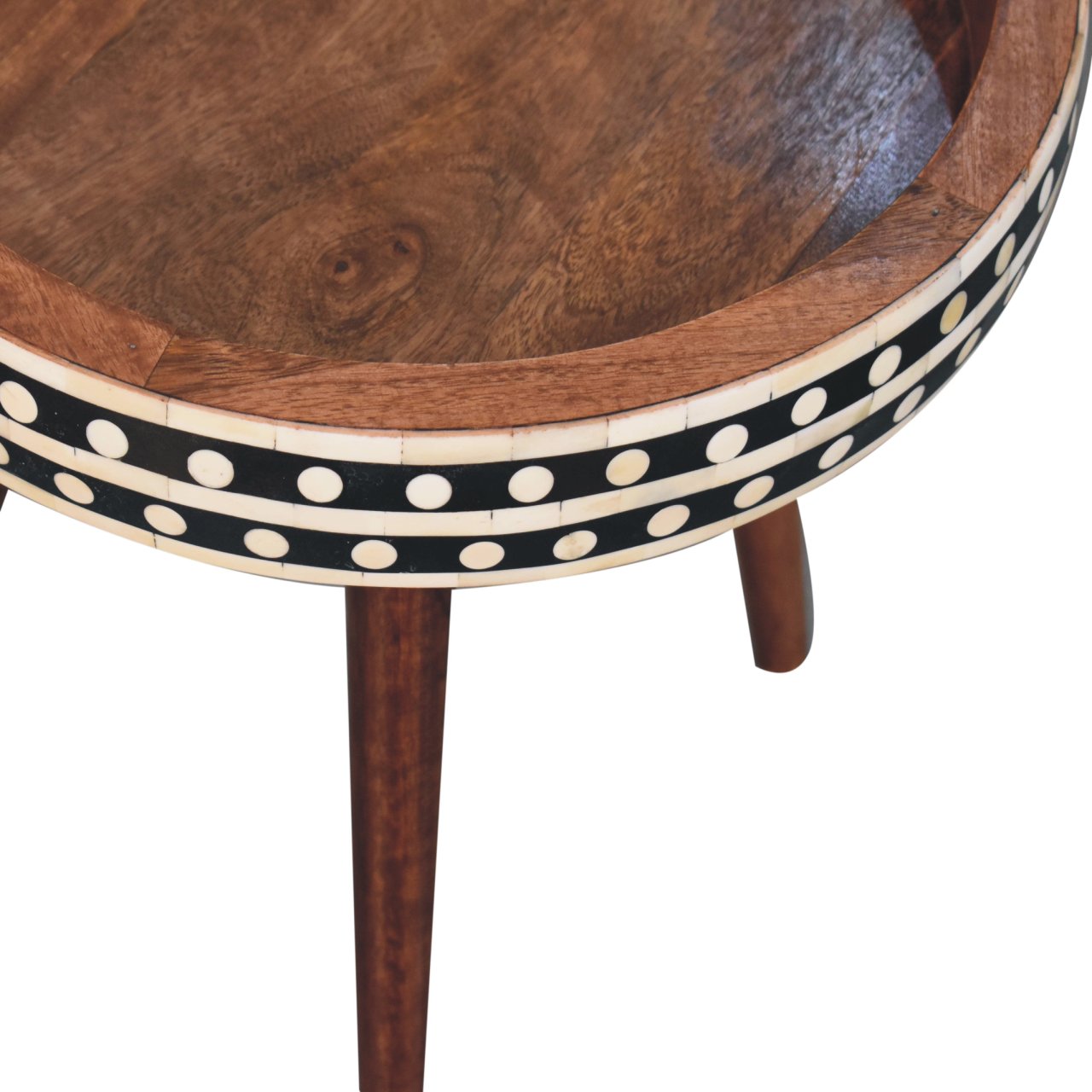 Honey Caramel Small Patterned Nordic Style End Table Accent Piece