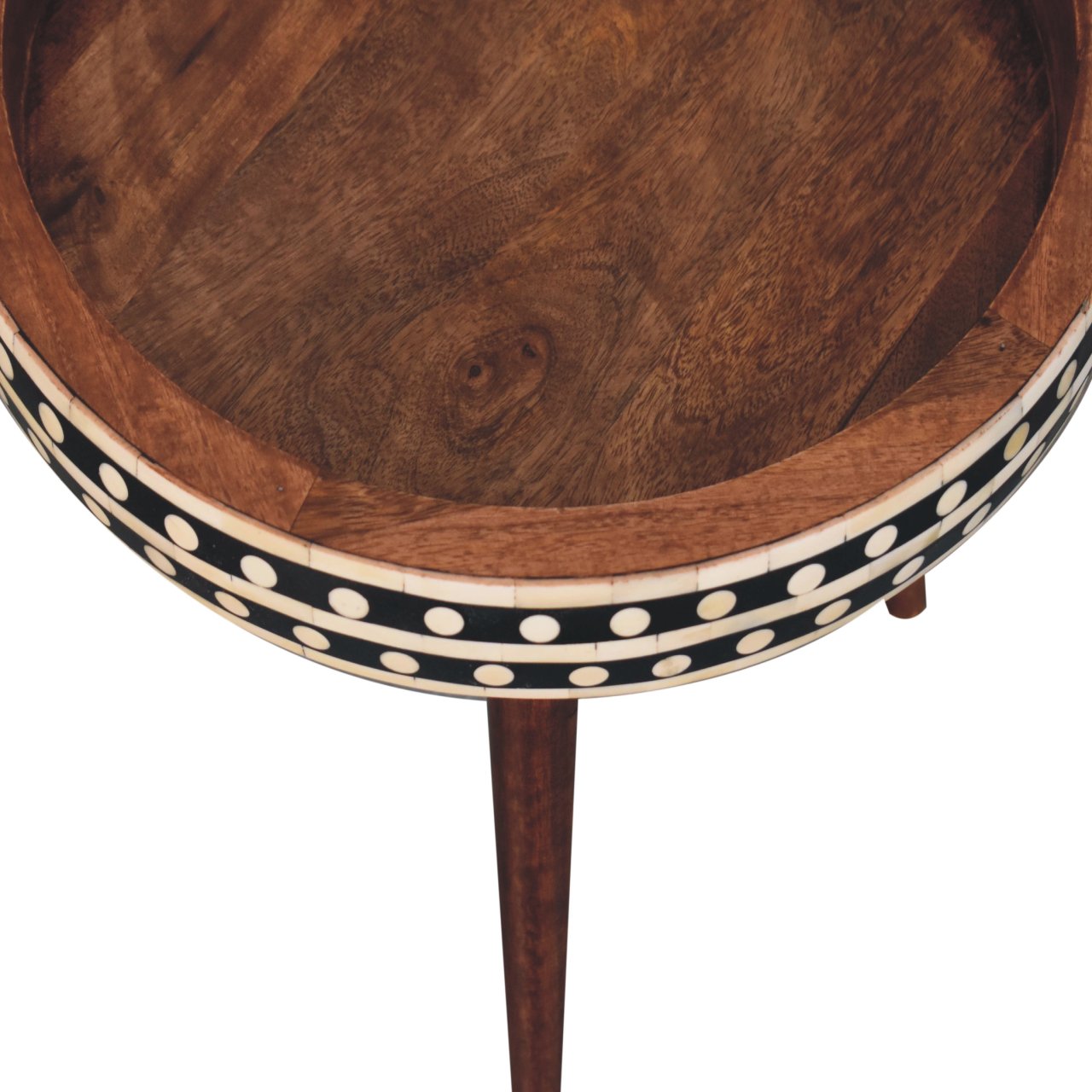 Honey Caramel Small Patterned Nordic Style End Table Accent Piece