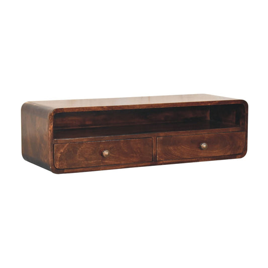 Floating California Walnut Open Console Table | Wall-Mounted