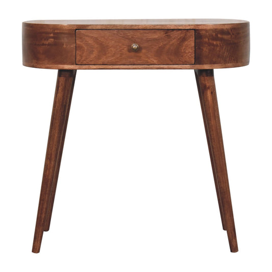Honey Caramel Rounded Small Console Table | California Walnut Mango Wood