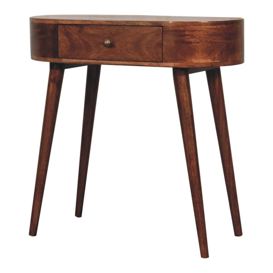 Honey Caramel Rounded Small Console Table | California Walnut Mango Wood