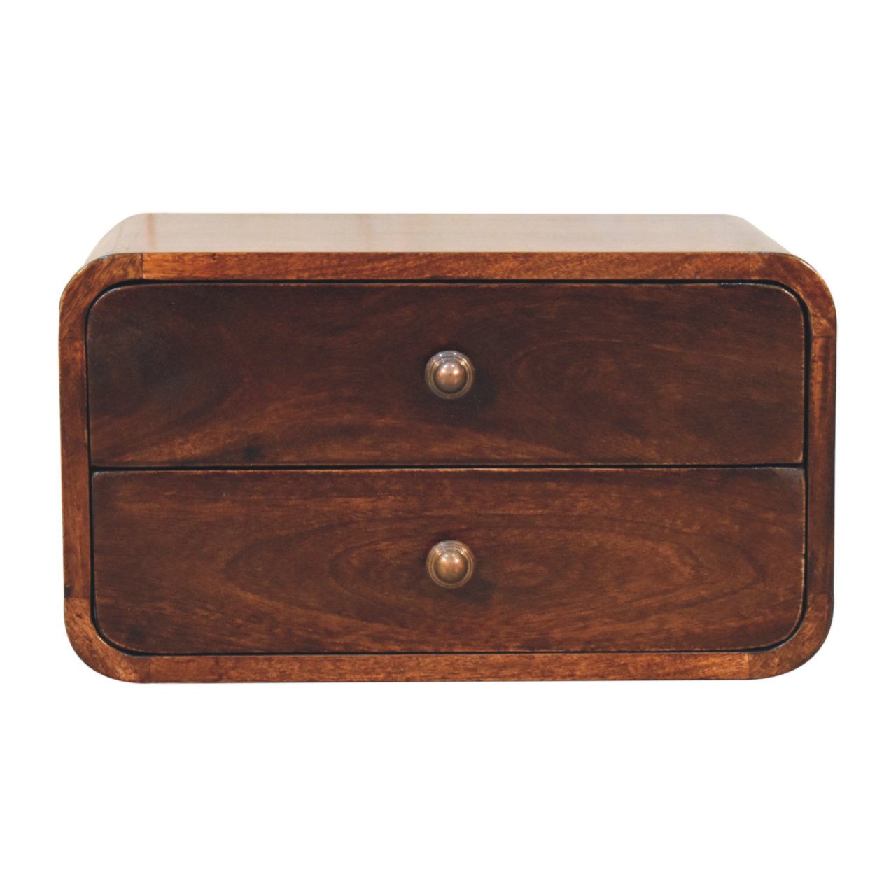Curved California Walnut Wall Mounted Bedside Table | Wall-Mounted