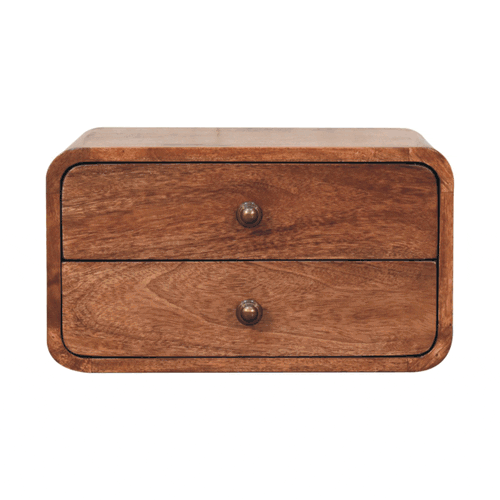 Honey Caramel 2 Drawer Floating Bedside