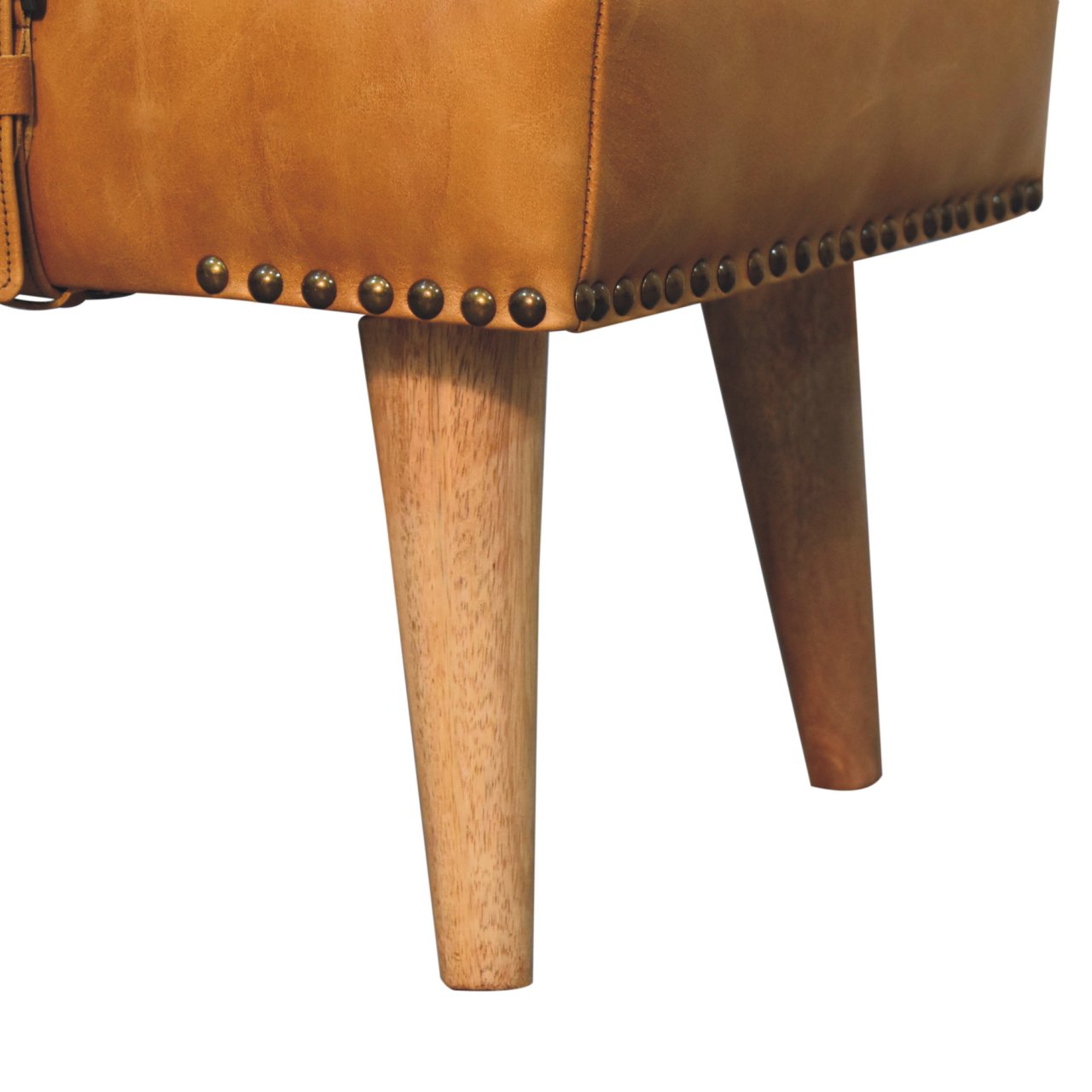 Buffalo Hide Tan Leather Bench
