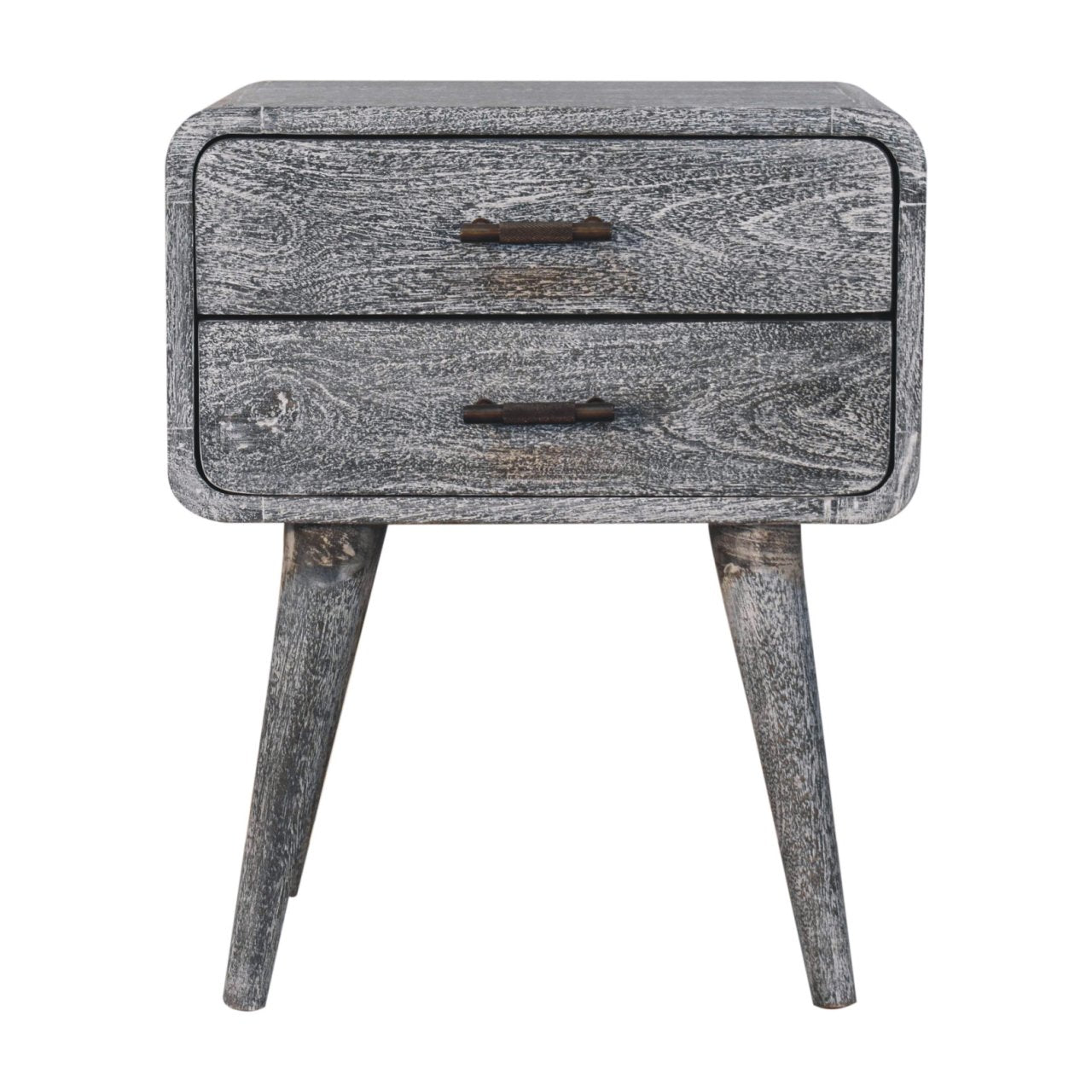 Sandblasted Ash Curved Bedside Table