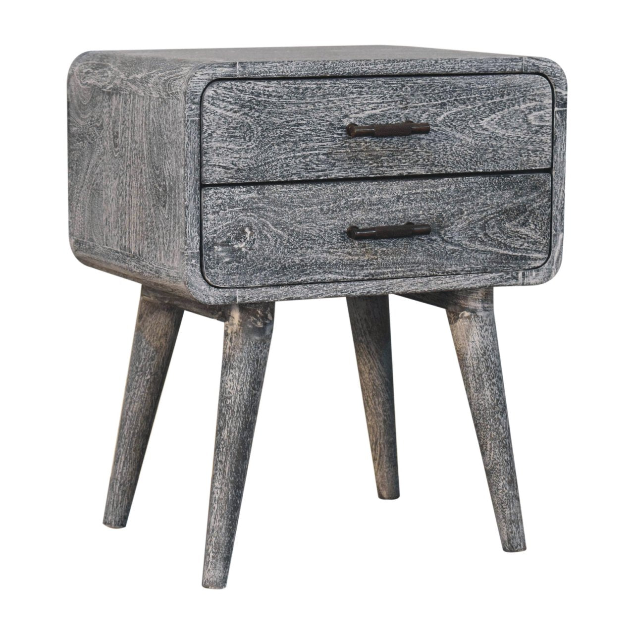 Sandblasted Ash Curved Bedside Table
