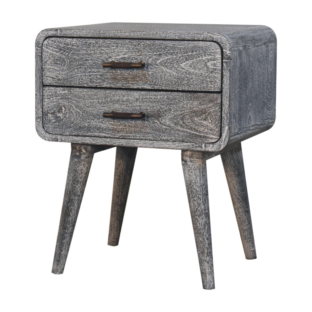 Sandblasted Ash Curved Bedside Table