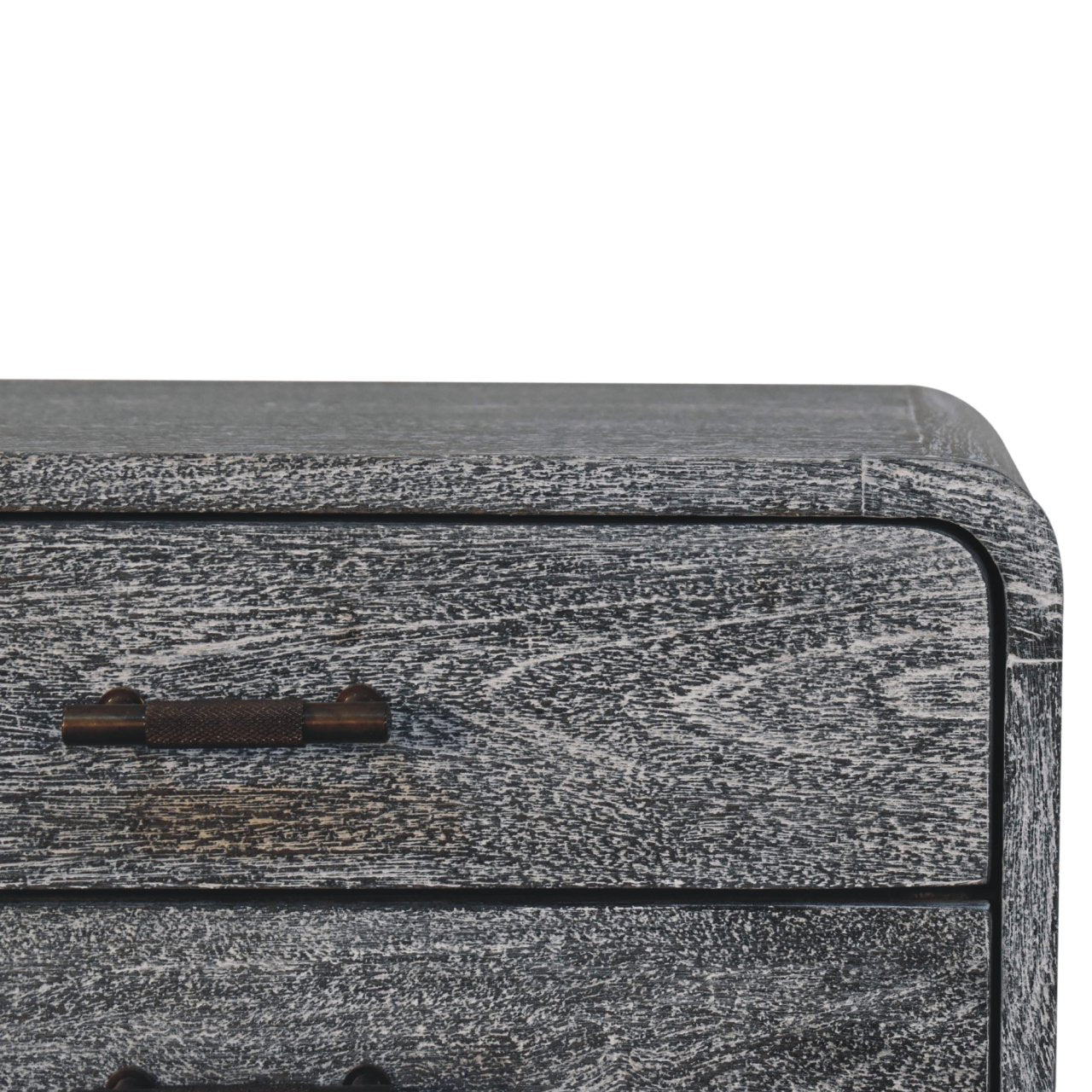 Sandblasted Ash Curved Bedside Table