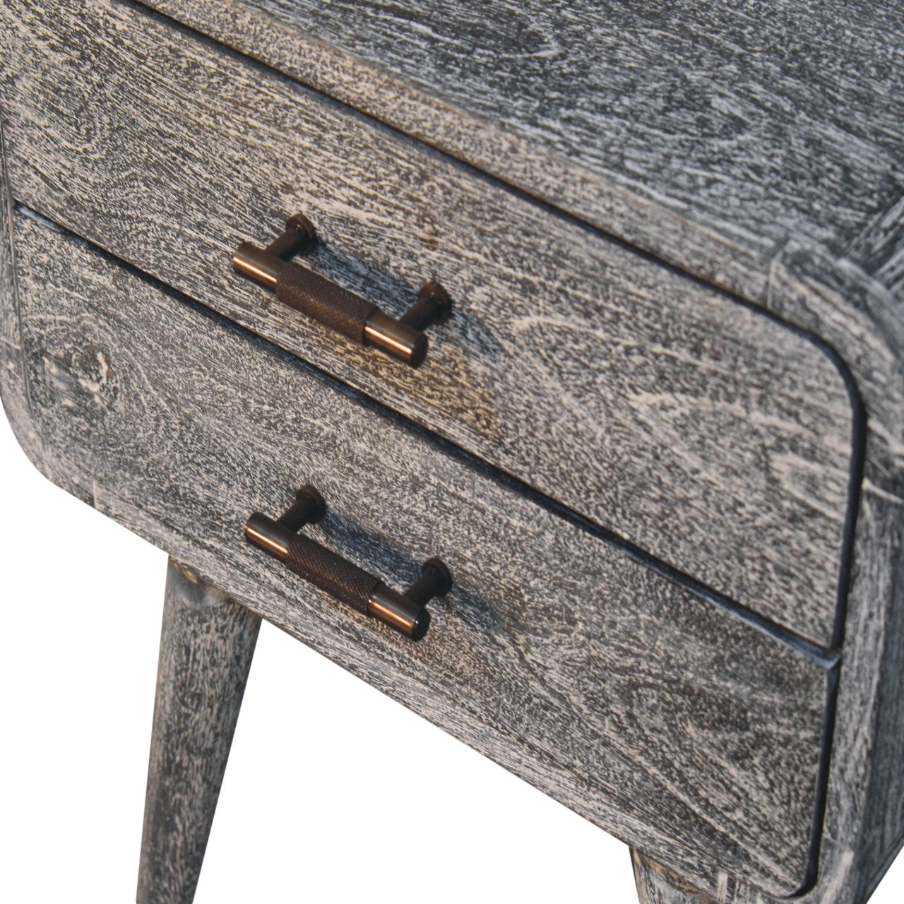 Sandblasted Ash Curved Bedside Table