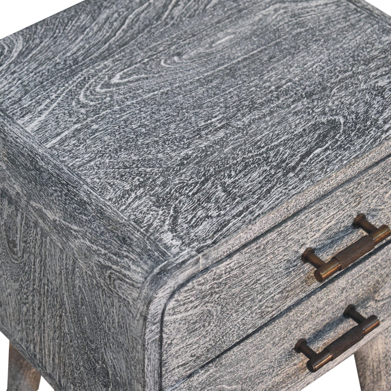 Sandblasted Ash Curved Bedside Table
