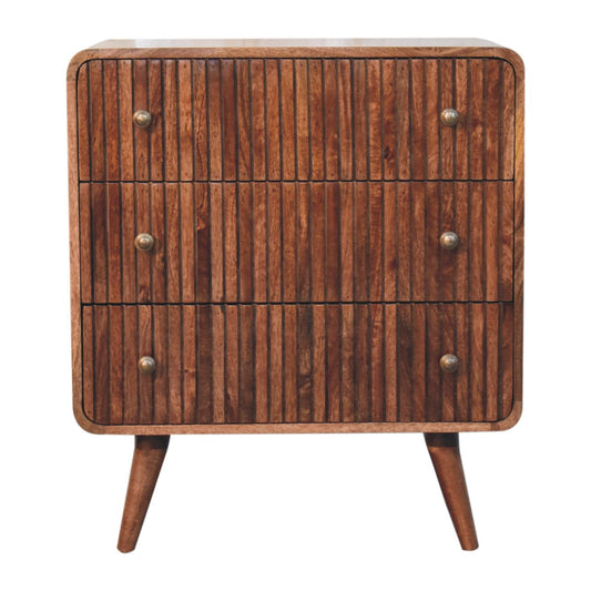 Honey Caramel T-bar Ridged Chest of Drawers