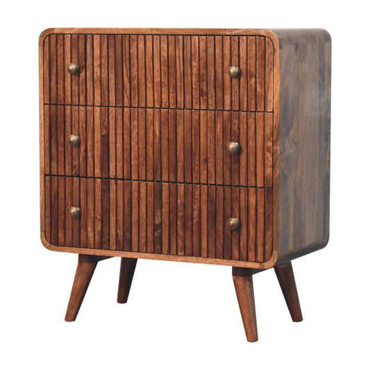 Honey Caramel T-bar Ridged Chest of Drawers