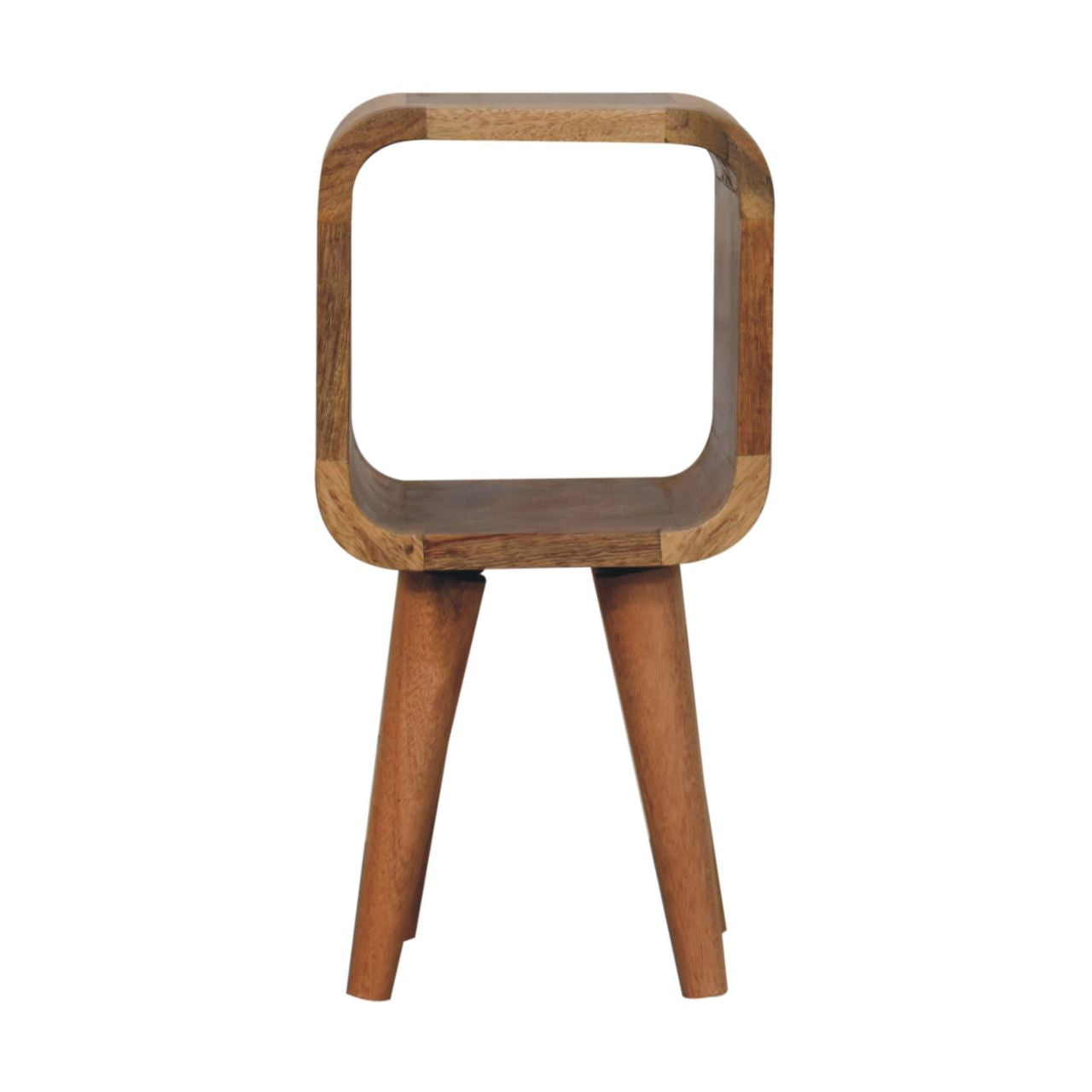 Extra Mini Minimalist Open Curved Oak-ish Bedside Table | Open Shelf