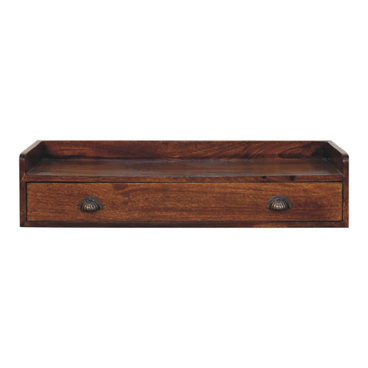 Belmont Wall-Mounted Console Shelf Chest of Drawers | Chestnut Mango Wood