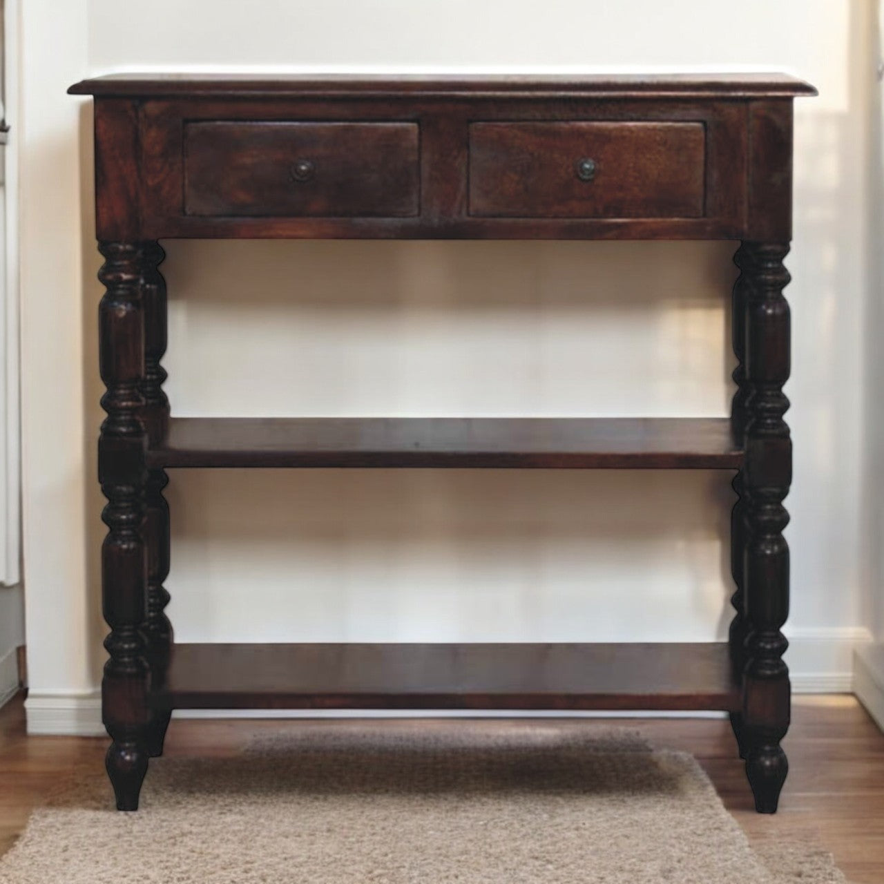 Turned legs Cherry Side Table Accent Piece