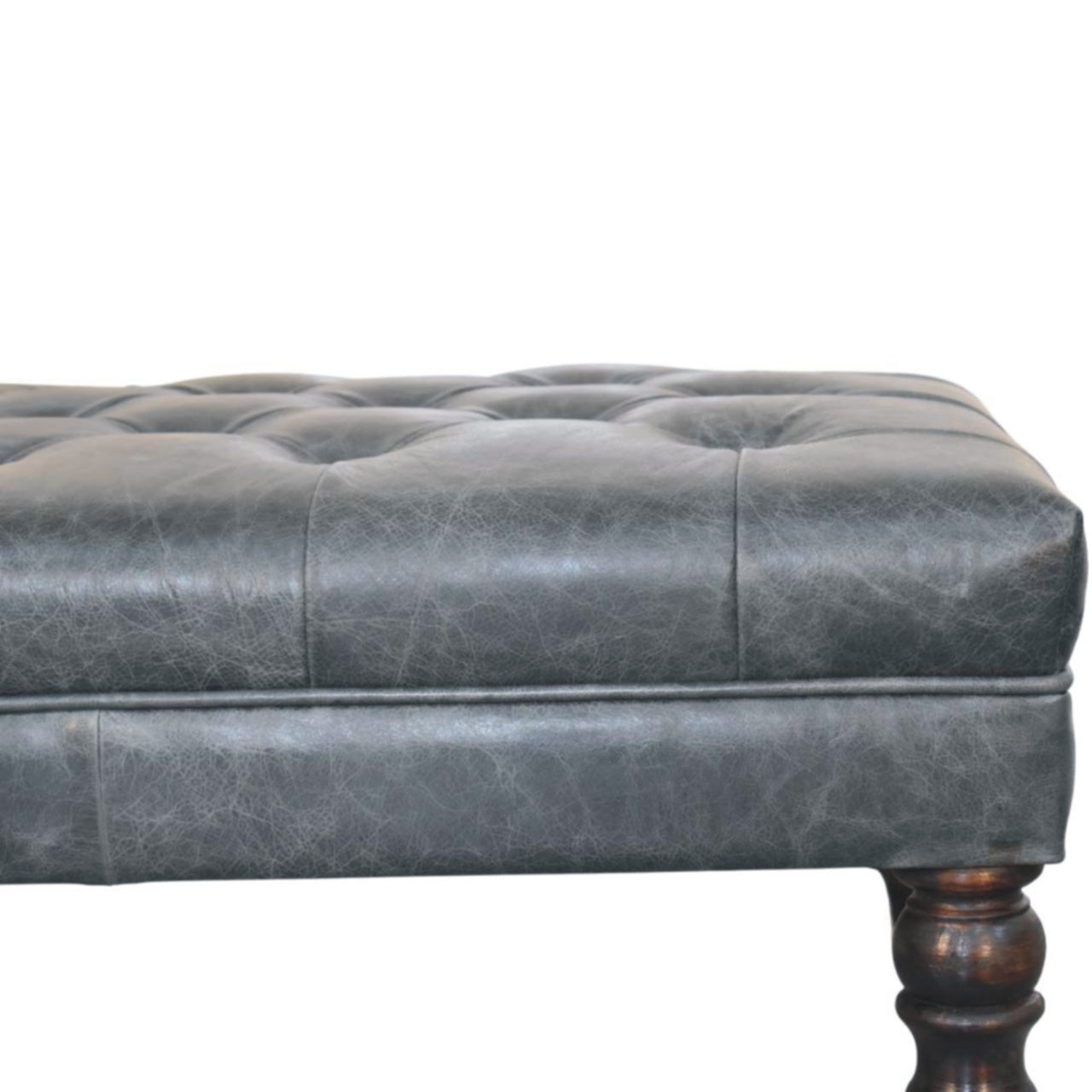 Buffalo Teal Leather Ottoman with Castor Legs Storage Bench