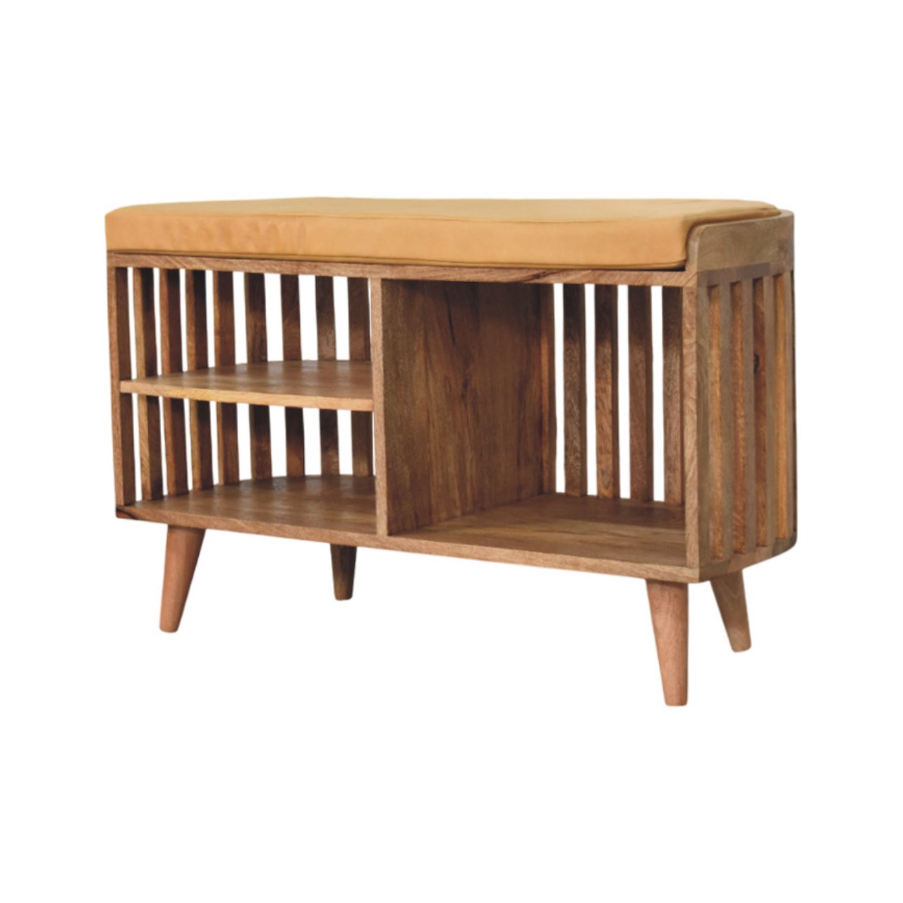 Slatted Oak-ish Bench with 3 slots