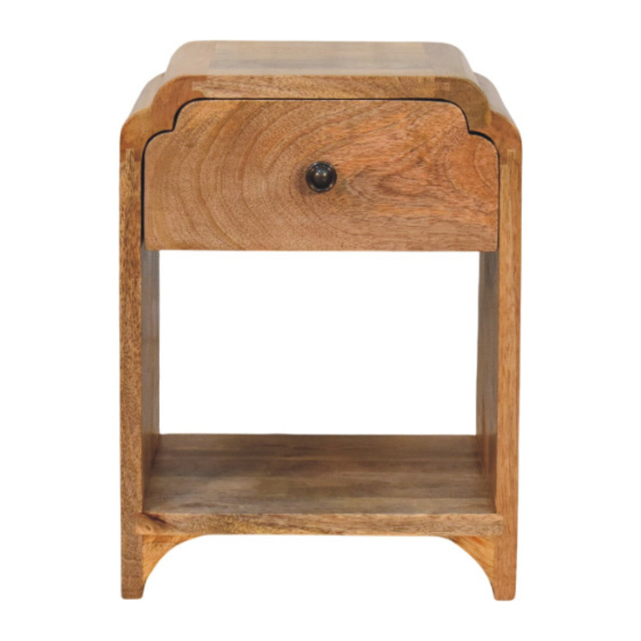 Newton Mini Oak-ish Nightstand with a drawer and open shelf Chest of Drawers