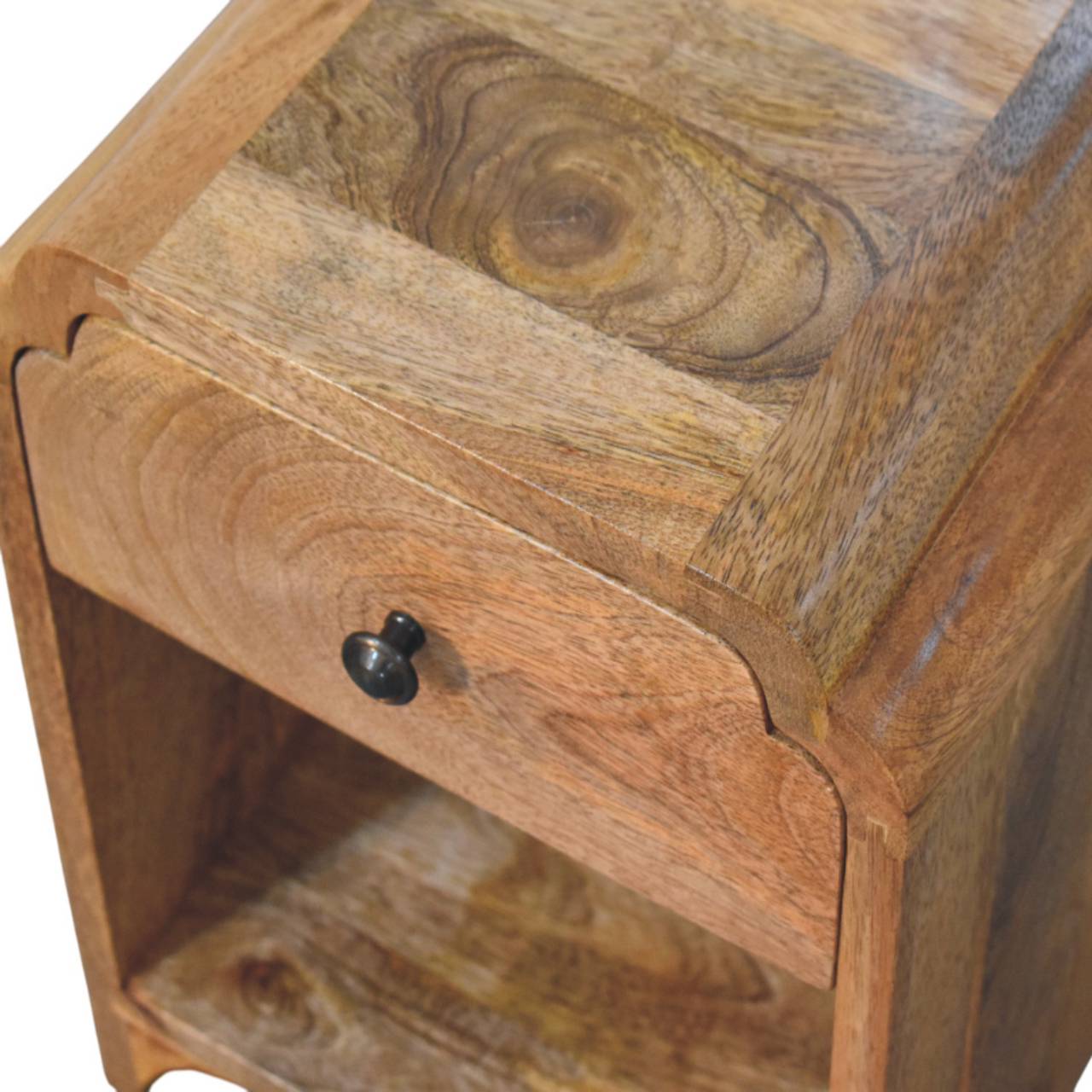 Newton Mini Oak-ish Nightstand with a drawer and open shelf Chest of Drawers