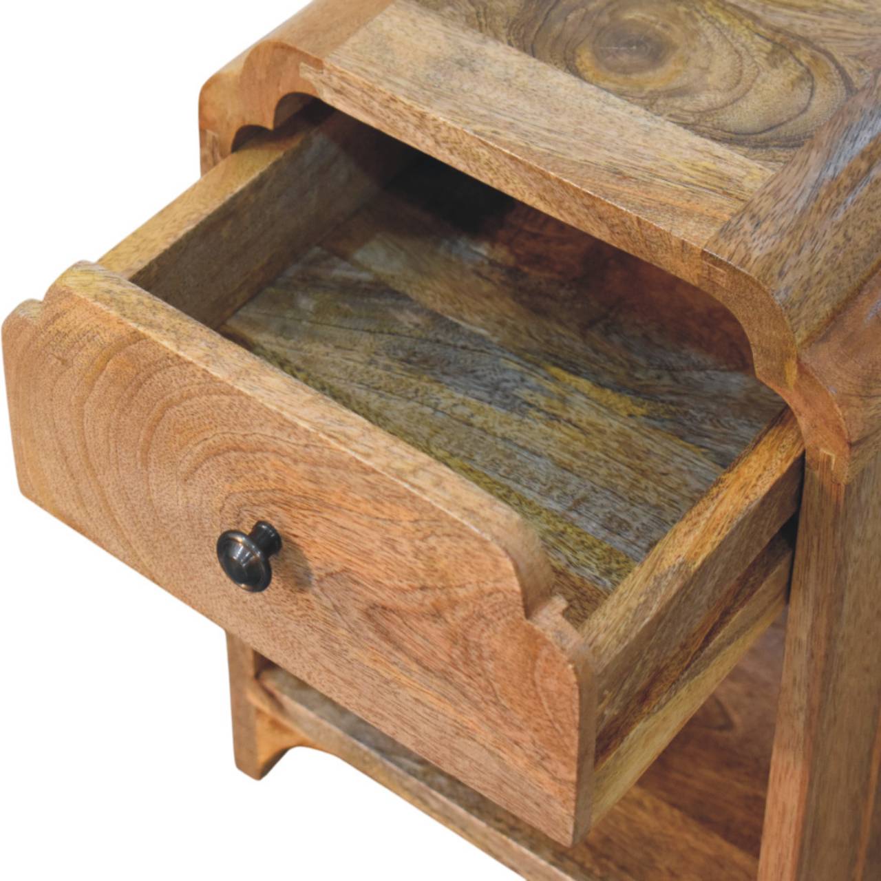 Newton Mini Oak-ish Nightstand with a drawer and open shelf Chest of Drawers