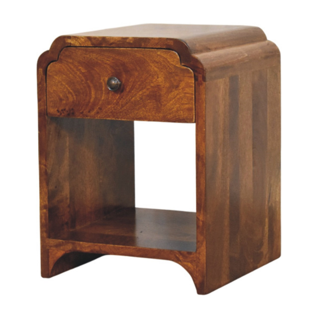 Newton Mini Chestnut Nightstand with a drawer and open shelf Chest of Drawers