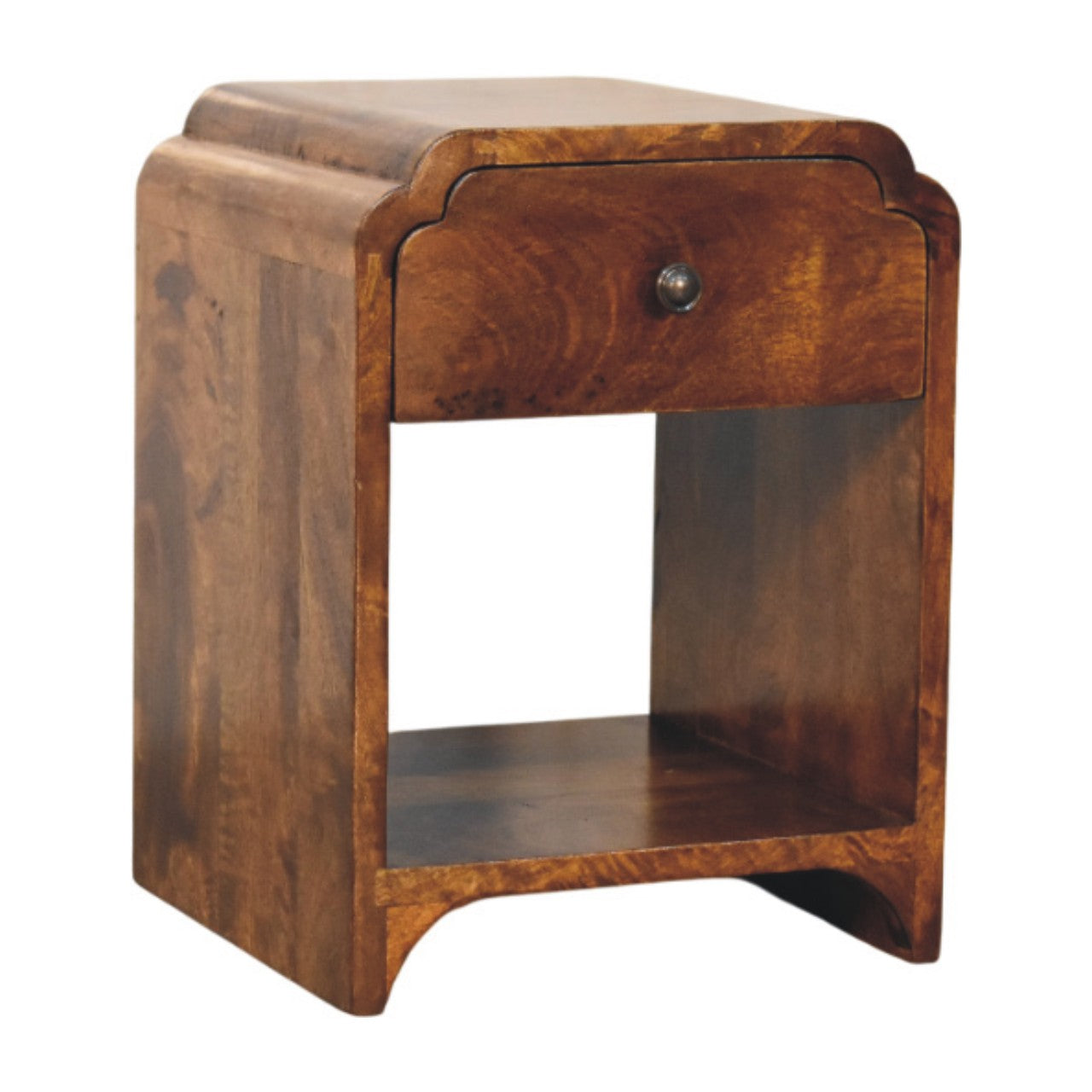 Newton Mini Chestnut Nightstand with a drawer and open shelf Chest of Drawers
