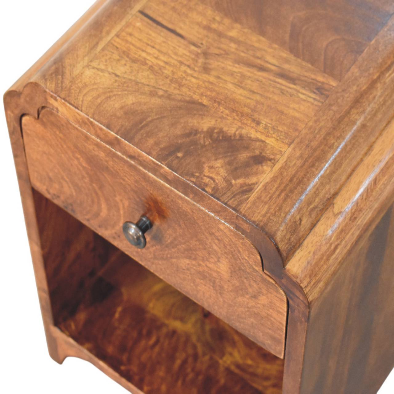 Newton Mini Chestnut Nightstand with a drawer and open shelf Chest of Drawers