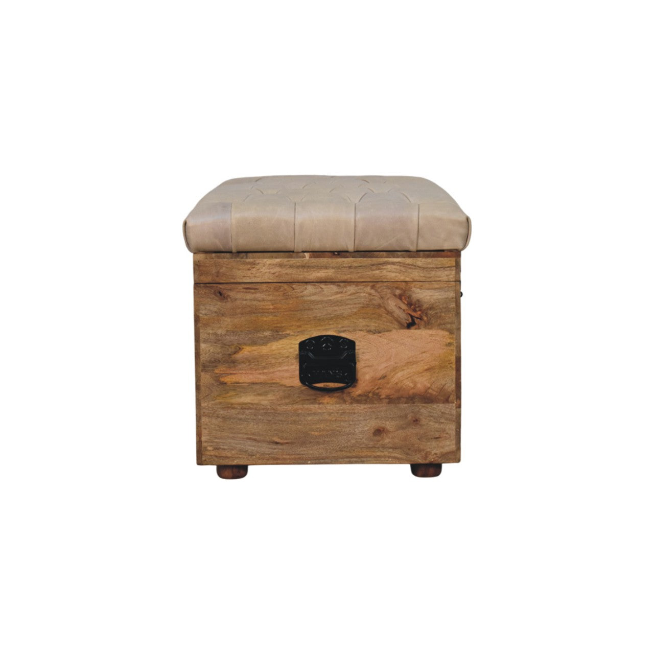 Beige Buffalo hide leather Storage Trunk Storage Bench