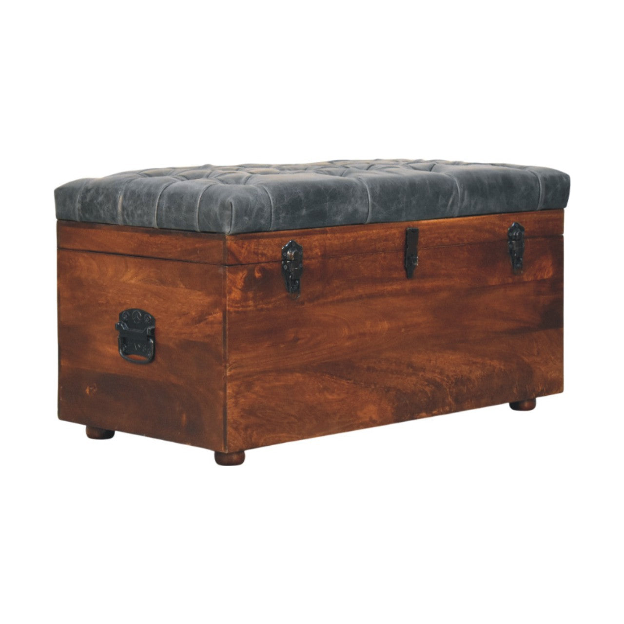 Black Buffalo hide leather Storage Trunk Storage Bench