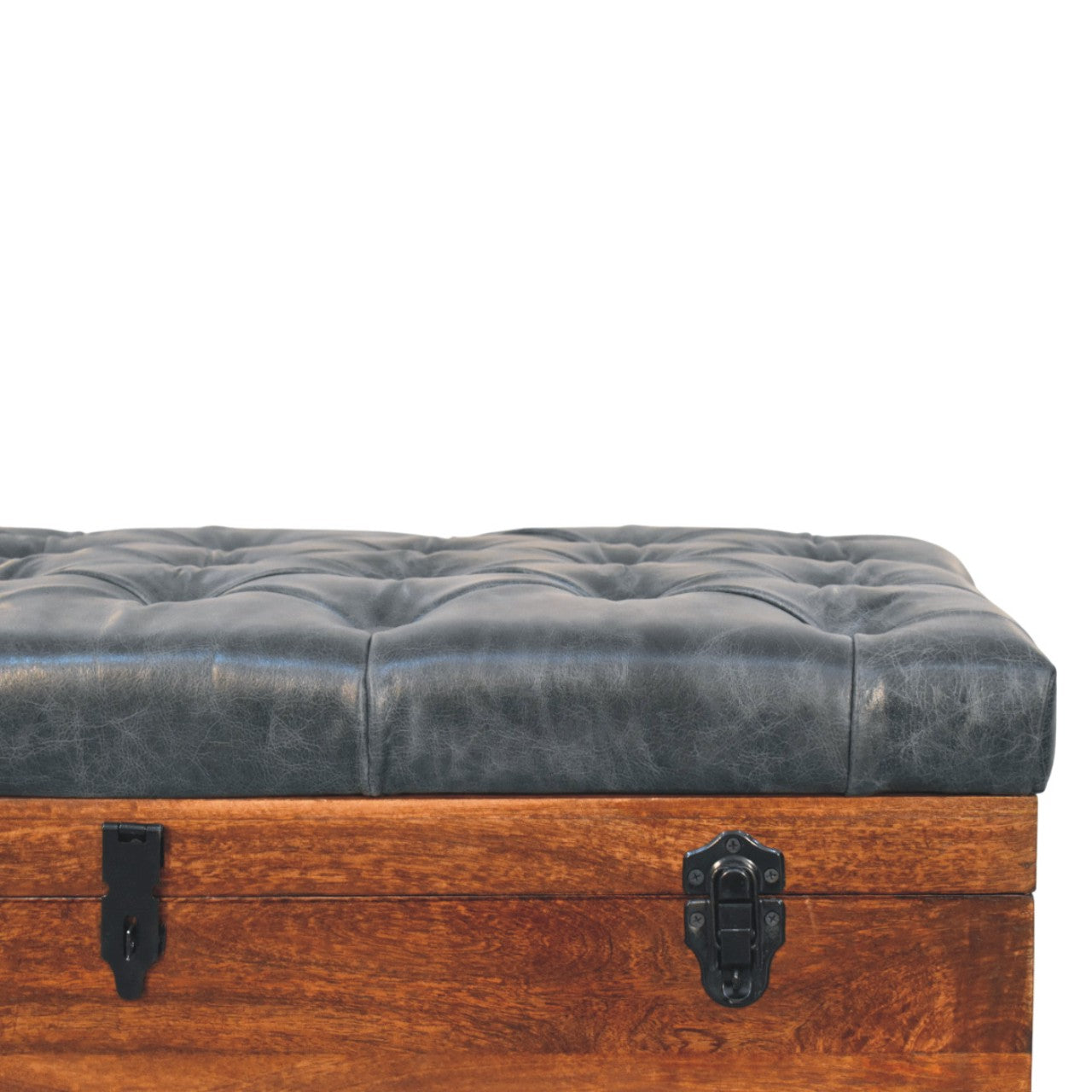 Black Buffalo hide leather Storage Trunk Storage Bench