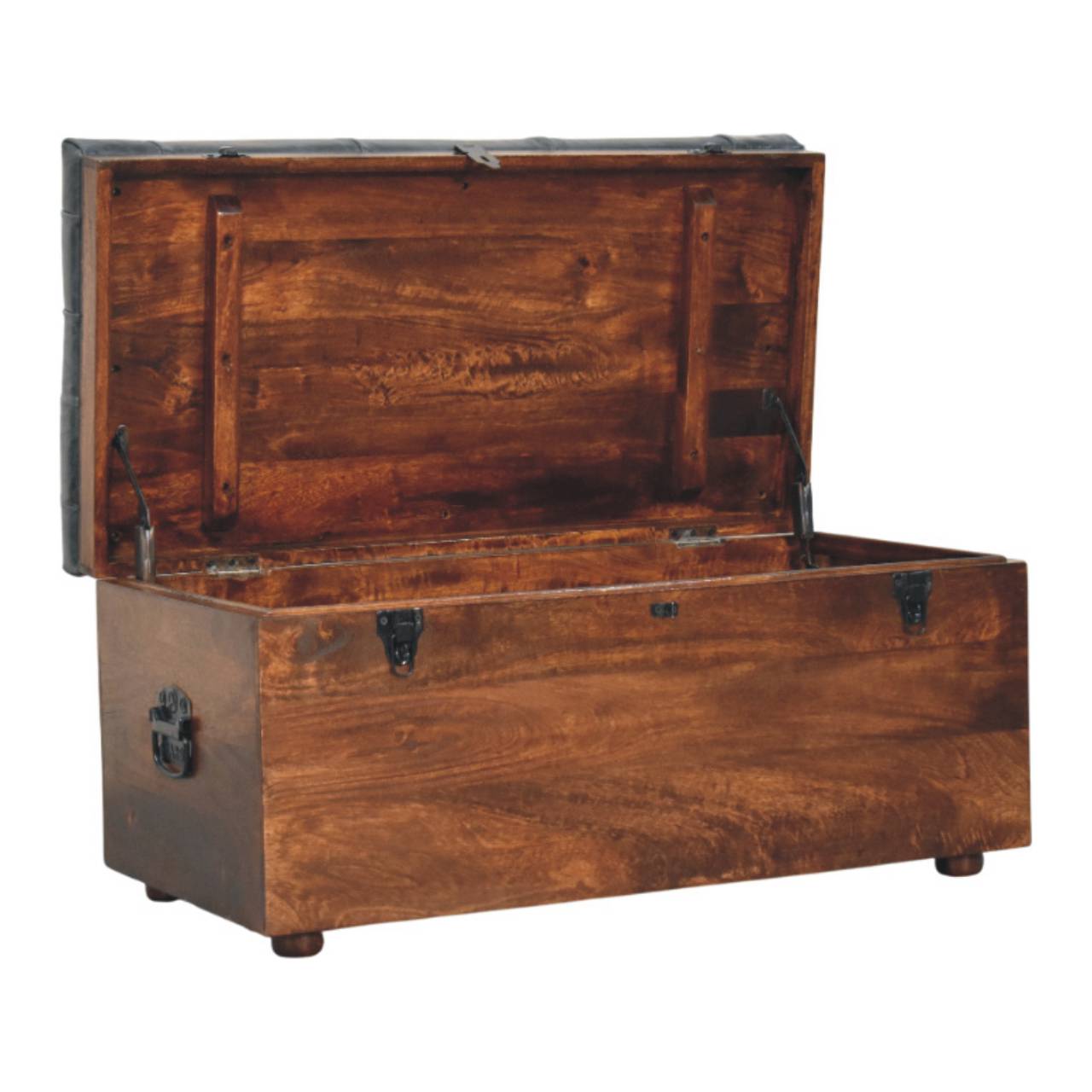 Black Buffalo hide leather Storage Trunk Storage Bench