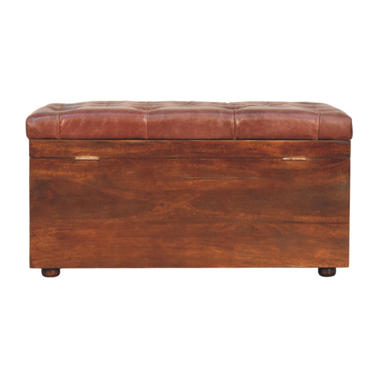 Brown Buffalo hide leather Storage Trunk Storage Bench
