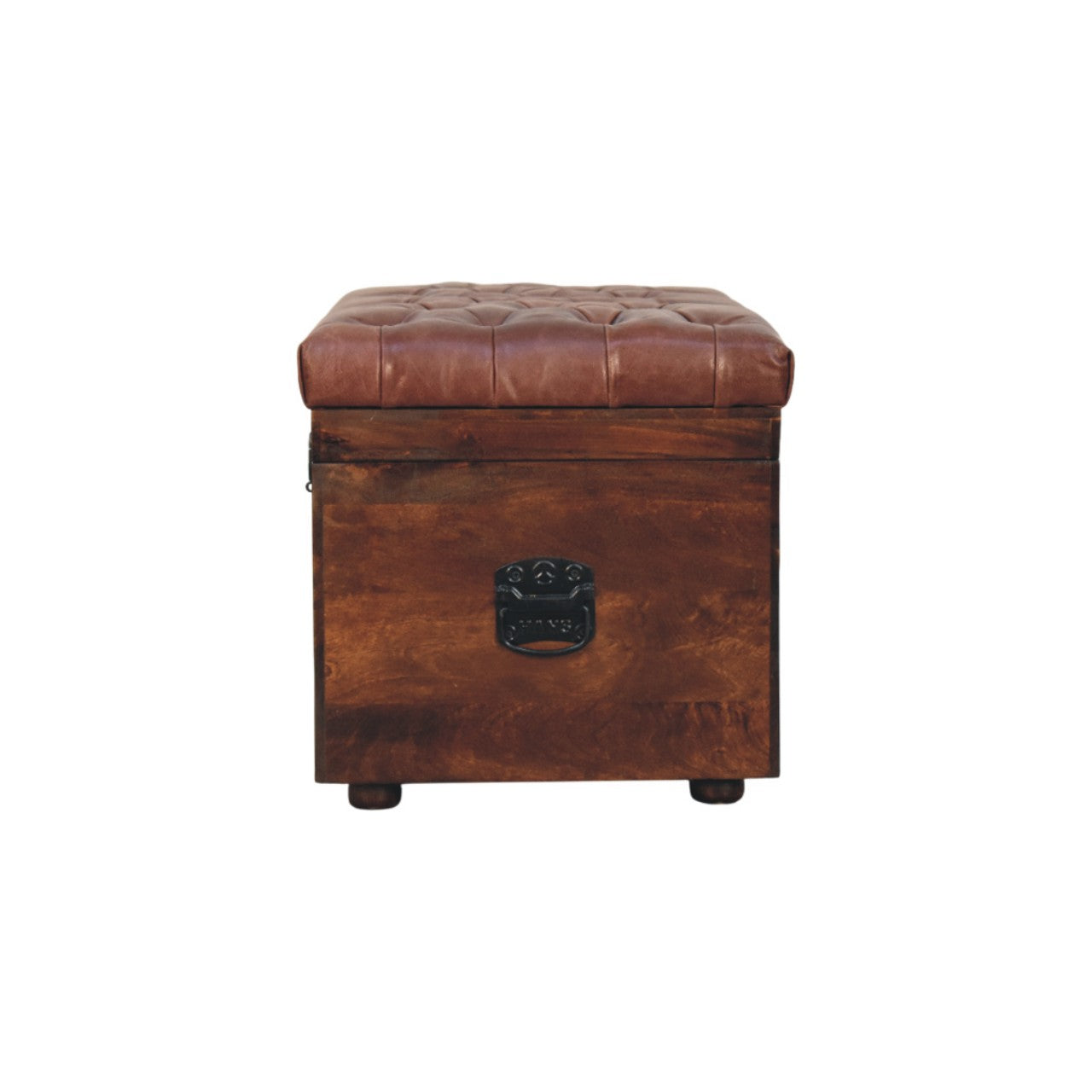 Brown Buffalo hide leather Storage Trunk Storage Bench