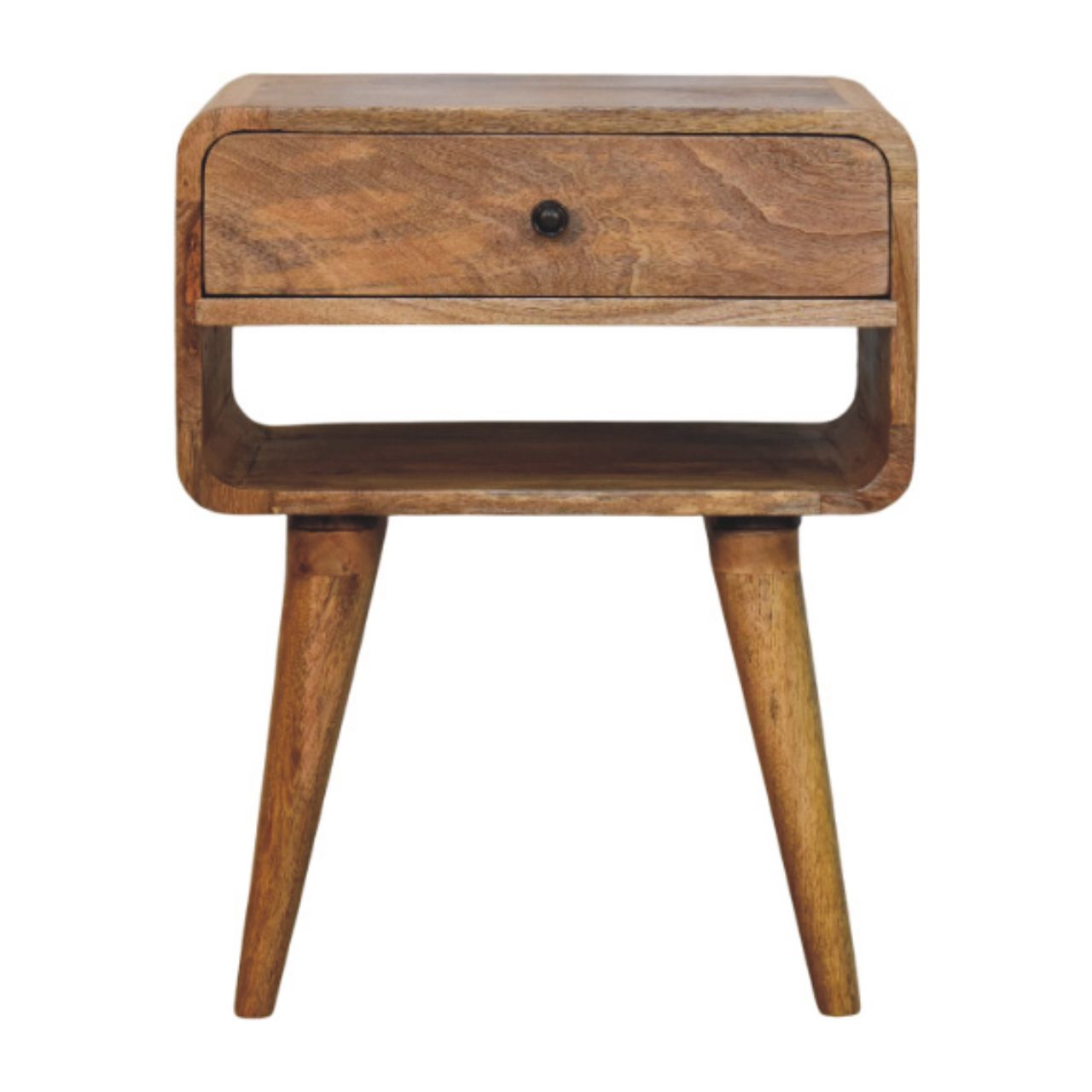 Avora Oak-ish Nightstand with Drawer and open slot Accent Piece