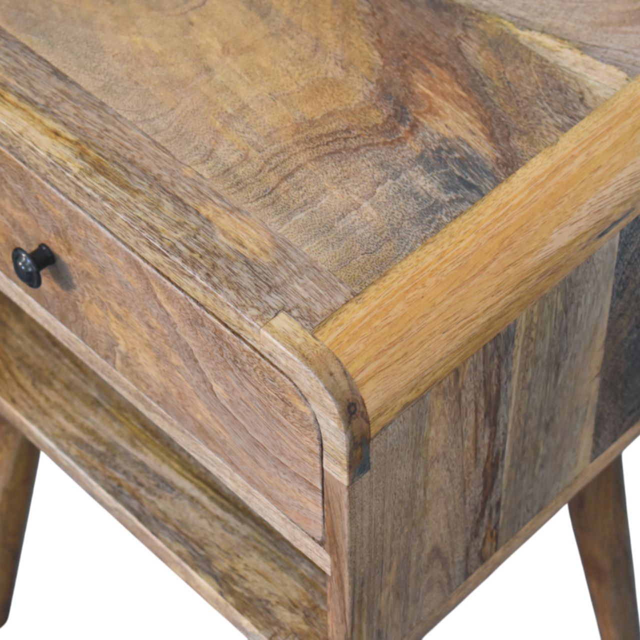 Avora Oak-ish Nightstand with Drawer and open slot Accent Piece