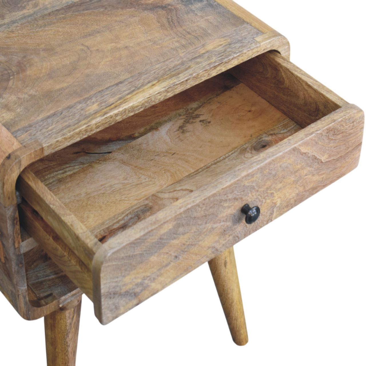 Avora Oak-ish Nightstand with Drawer and open slot Accent Piece