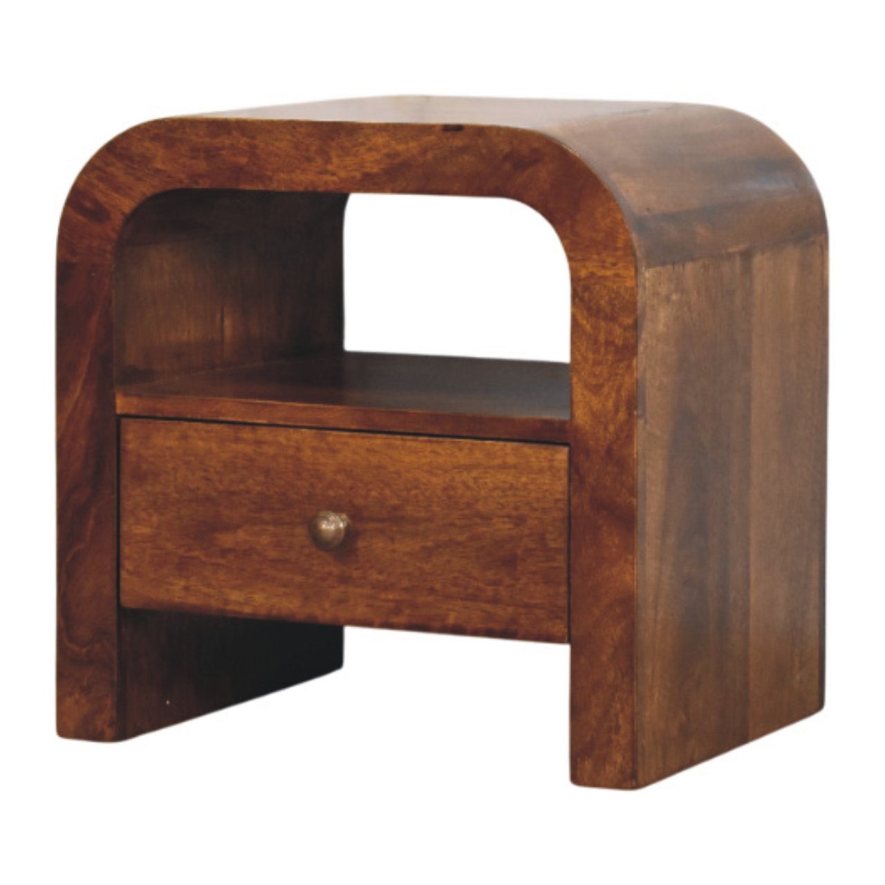Darcy Chestnut Nightstand with Drawer and open shelf Chest of Drawers