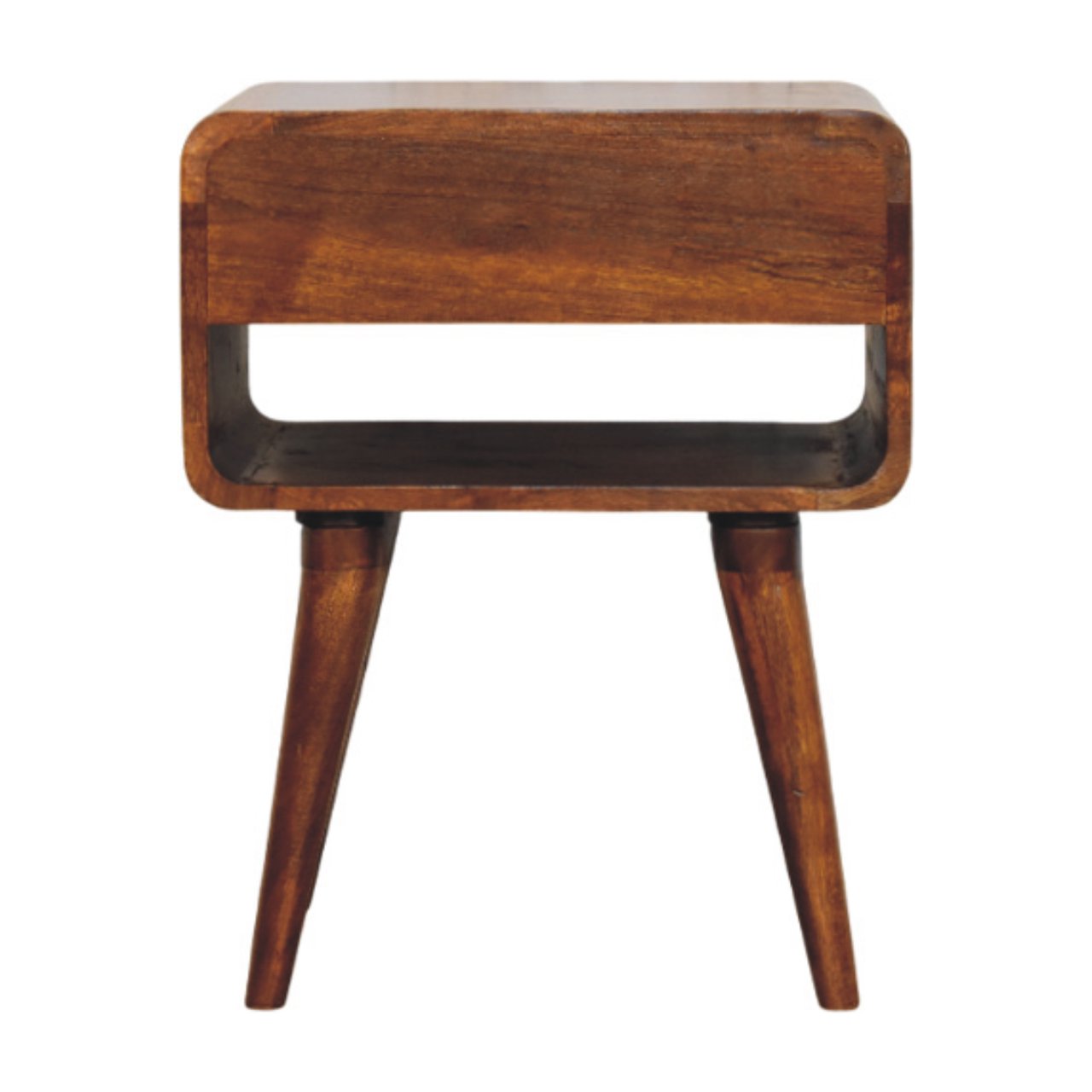 Avora Chestnut Nightstand with Drawer and open slot Chest of