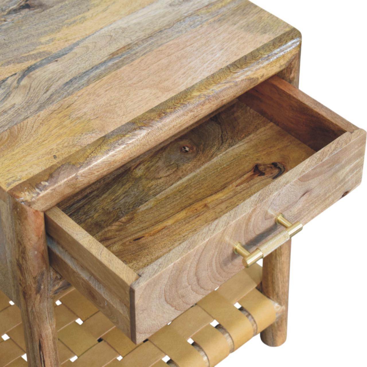 Regency Woven Oak-ish Nightstand with Drawer Accent Piece