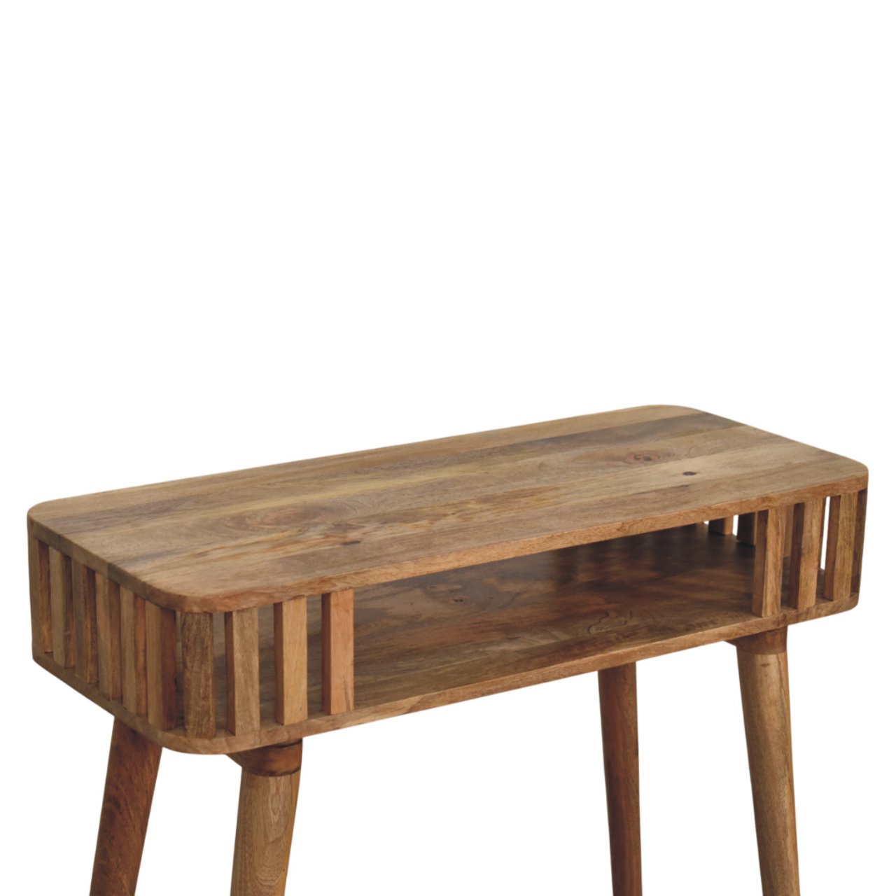 Slatted Oak-ish Console Table