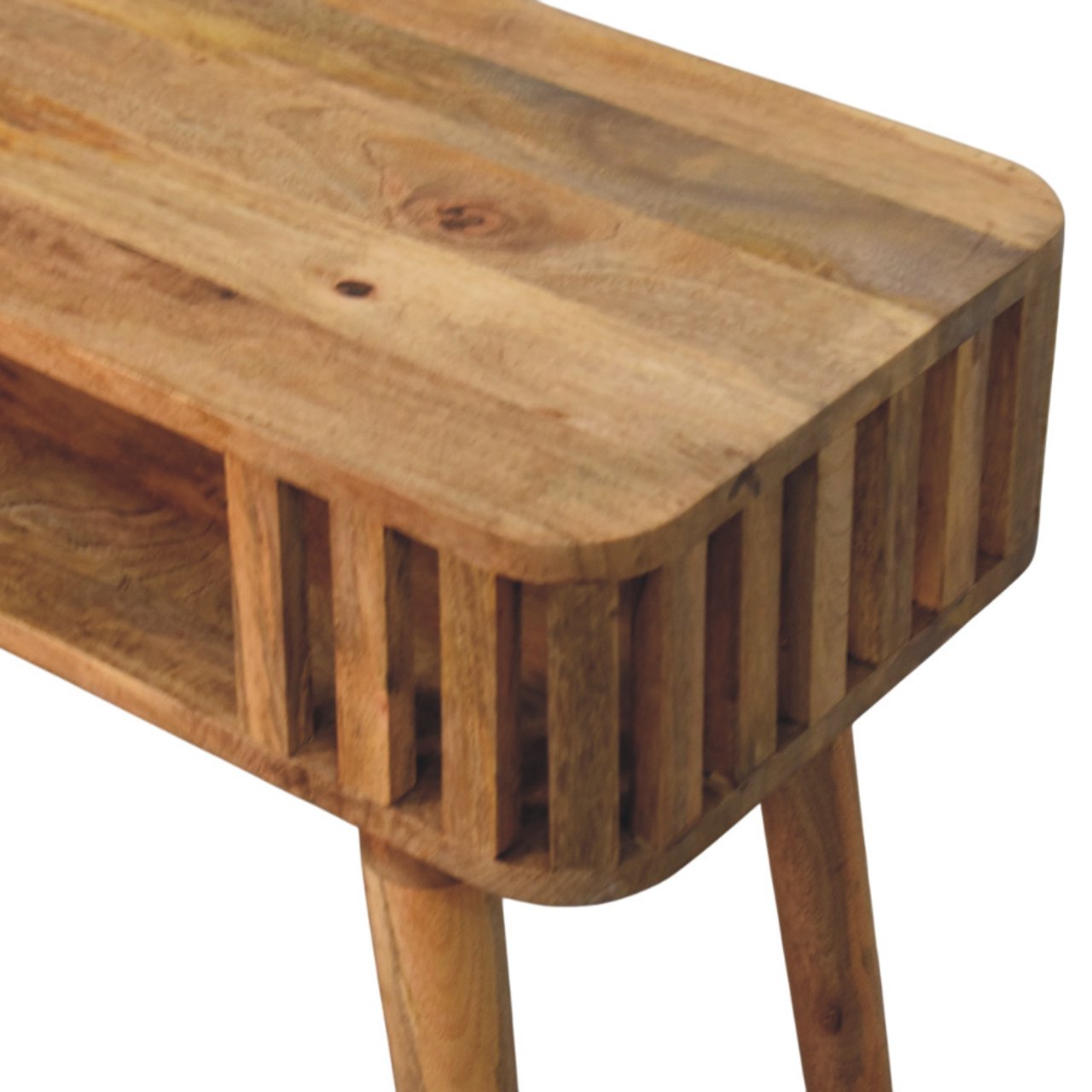 Slatted Oak-ish Console Table