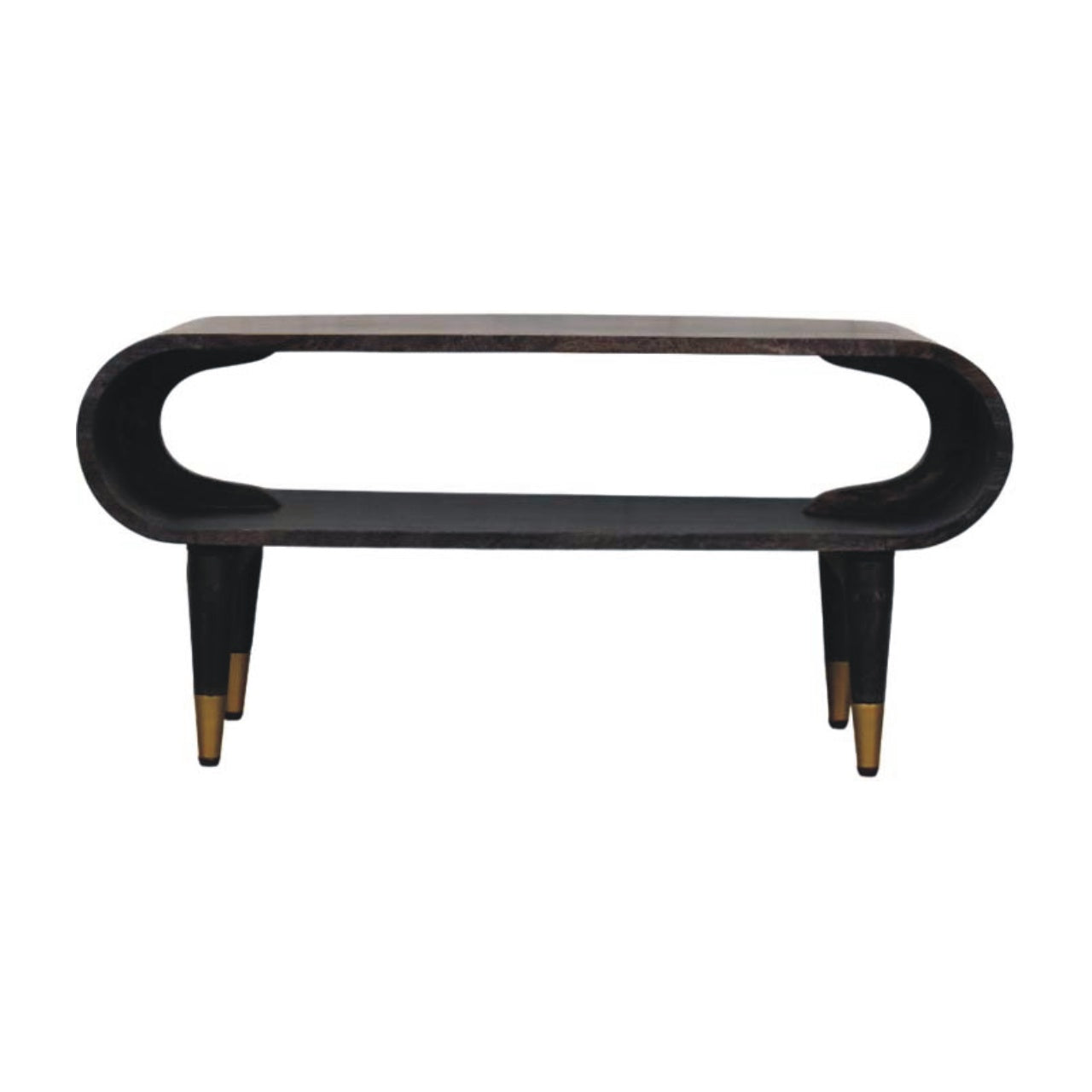 Curved Edge Media with Brass Accents TV Media Unit