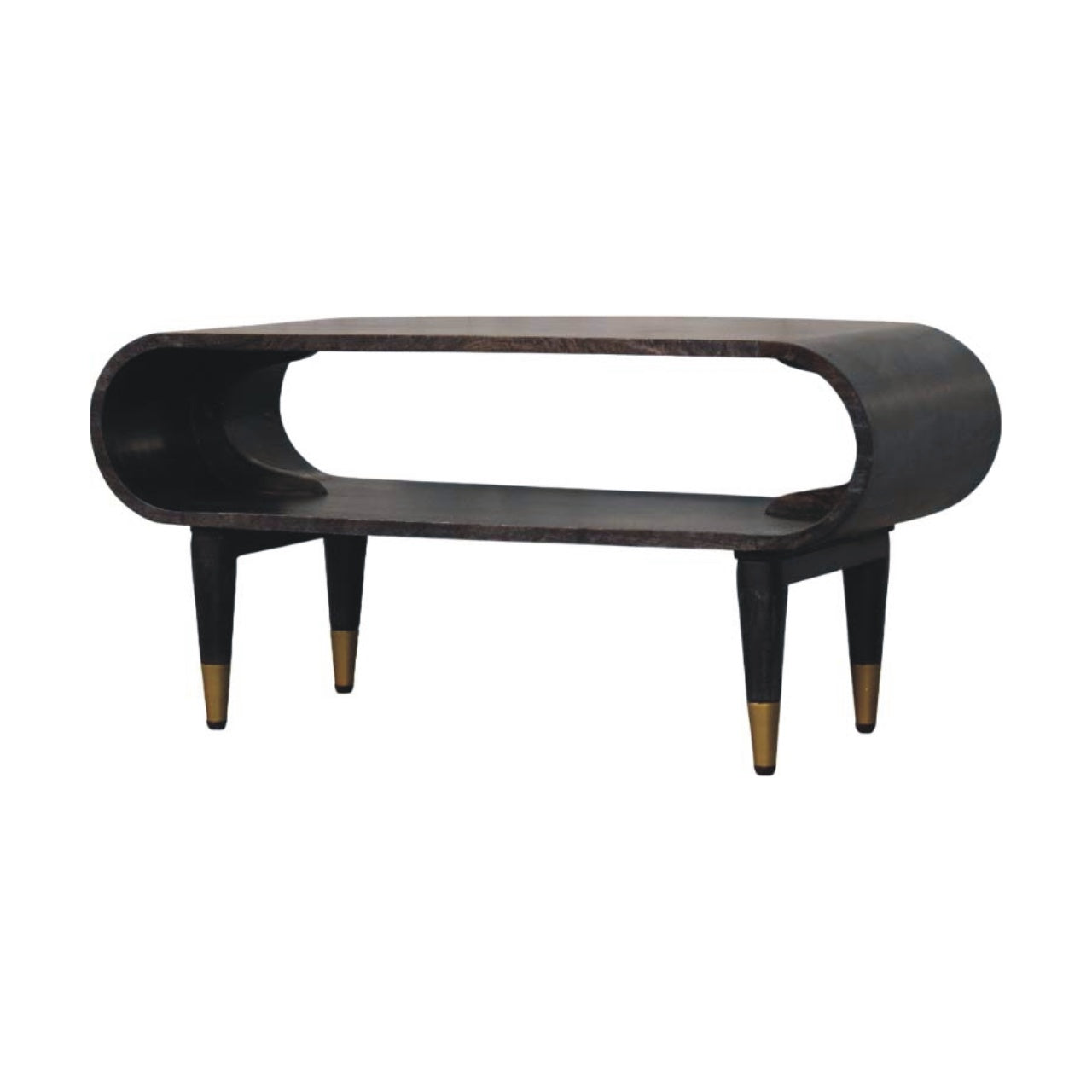 Curved Edge Media with Brass Accents TV Media Unit