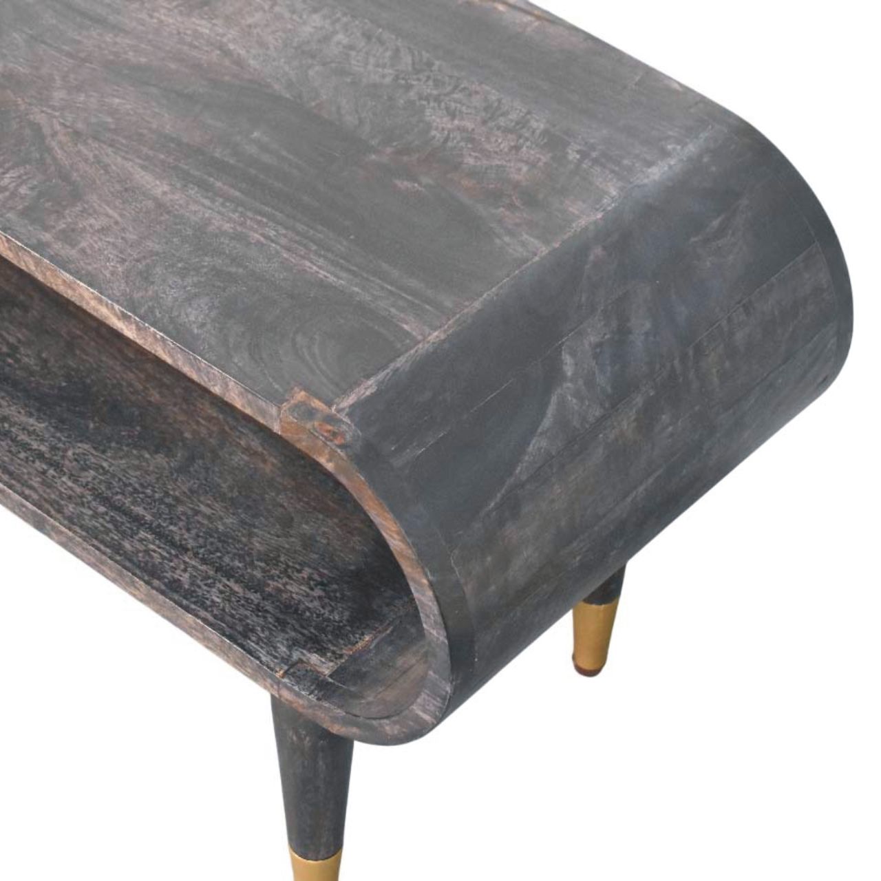 Curved Edge Media with Brass Accents TV Media Unit