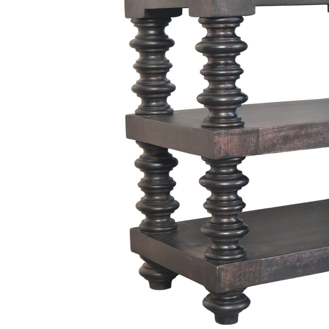 Spindle Shelf Console in Carbon Ash Chest of Drawers